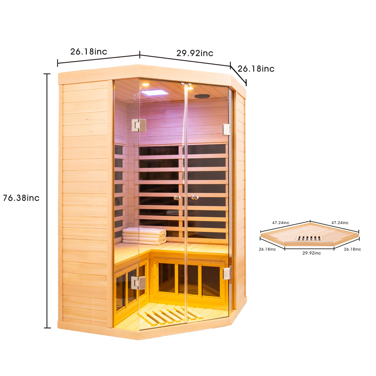 Elevate Haven 2-person infrared sauna dimensions