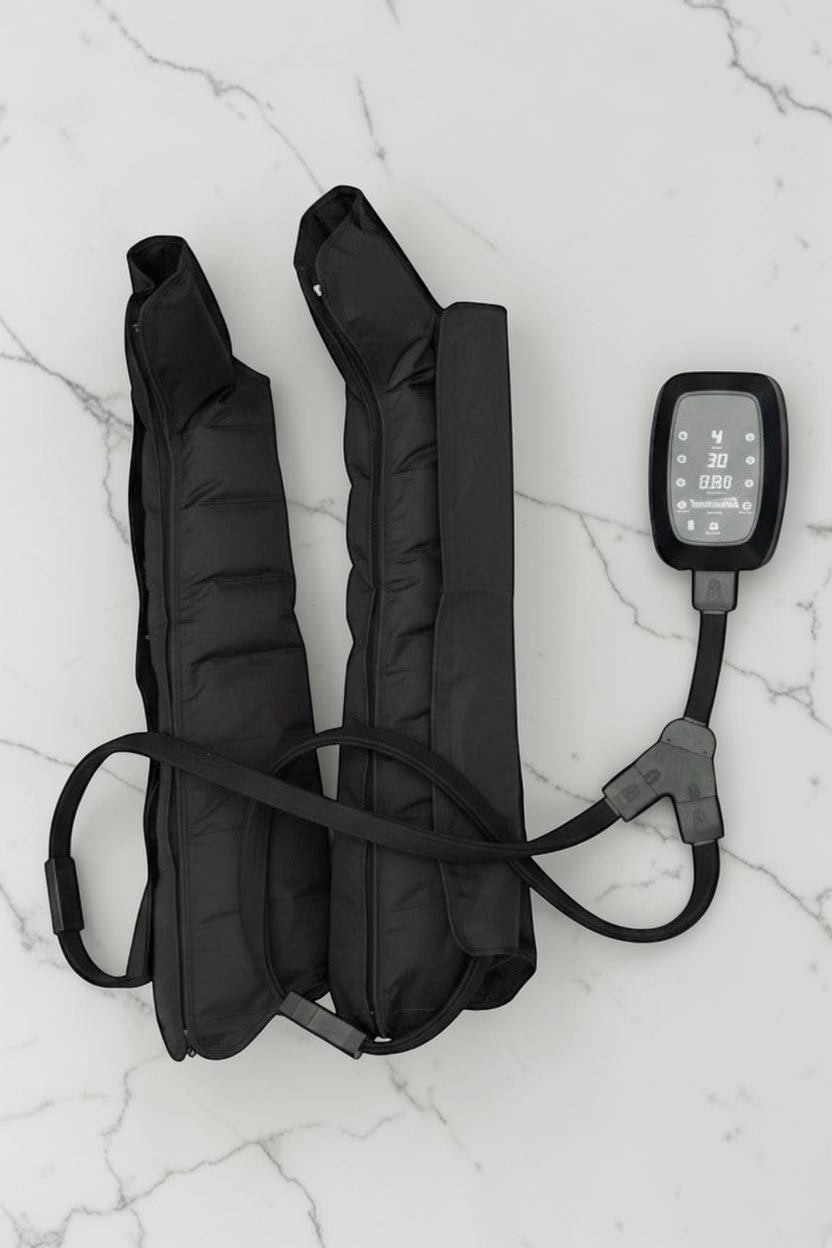 Elevate Performance Systems Apex Elite black compression recovery boots with digital touch screen controller