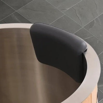 Elevate Performance Systems Haven cold plunge stainless steel interior with a comfortable black headrest