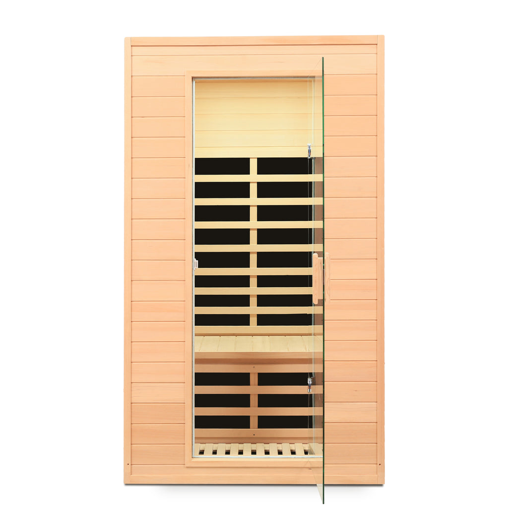 Front view of Elevate Solace 2-person infrared sauna