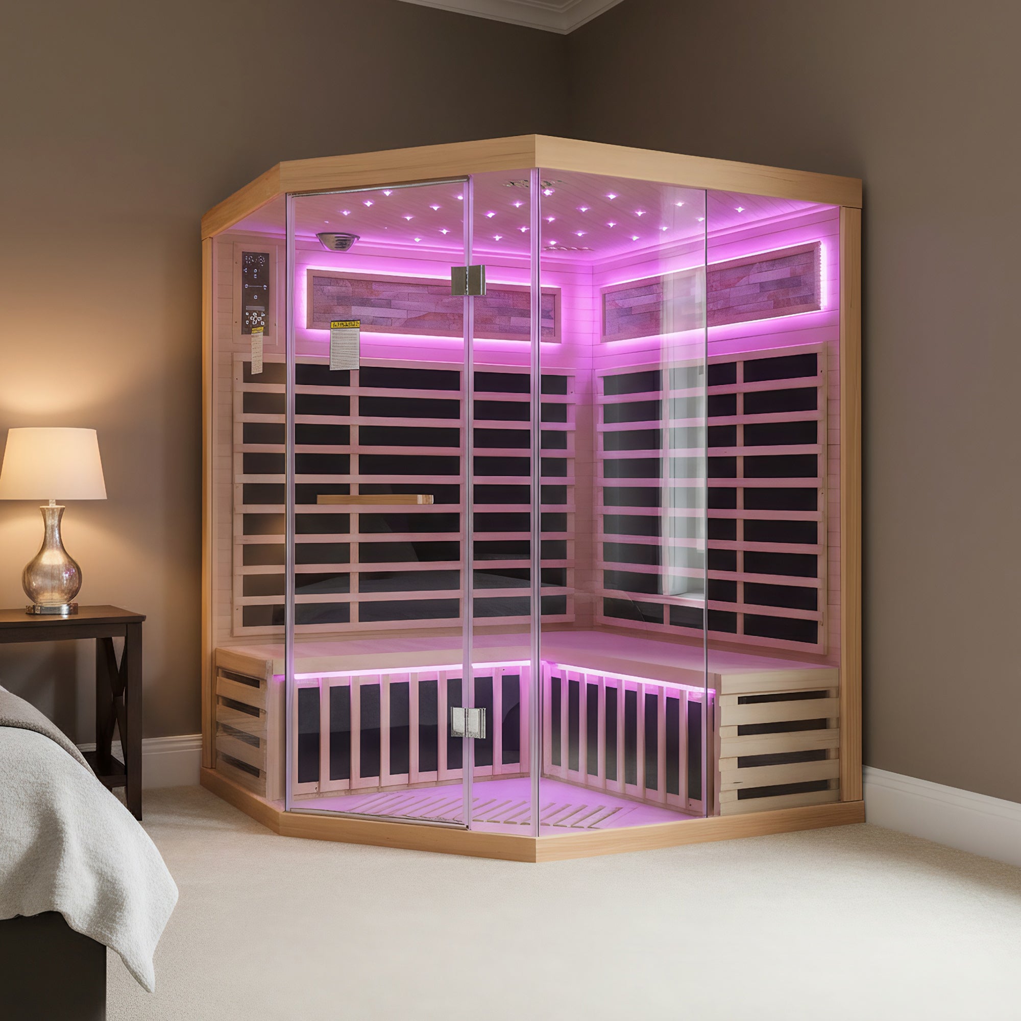 Elevate Grand infrared sauna in a bedroom wellness space