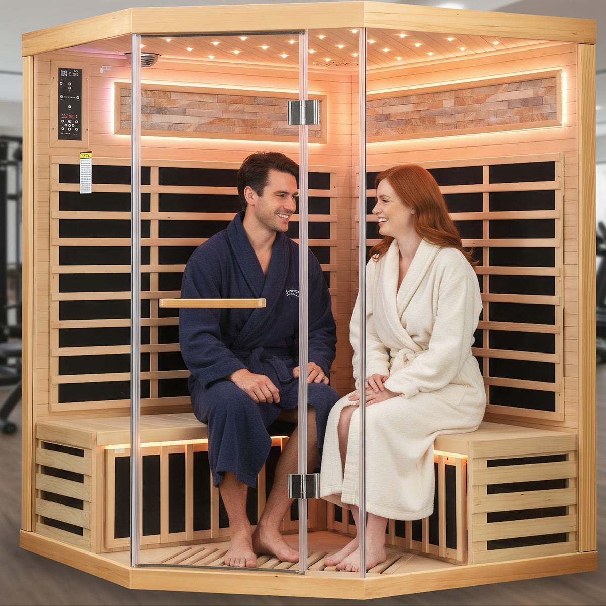 People relaxing inside the Elevate Grand infrared sauna
