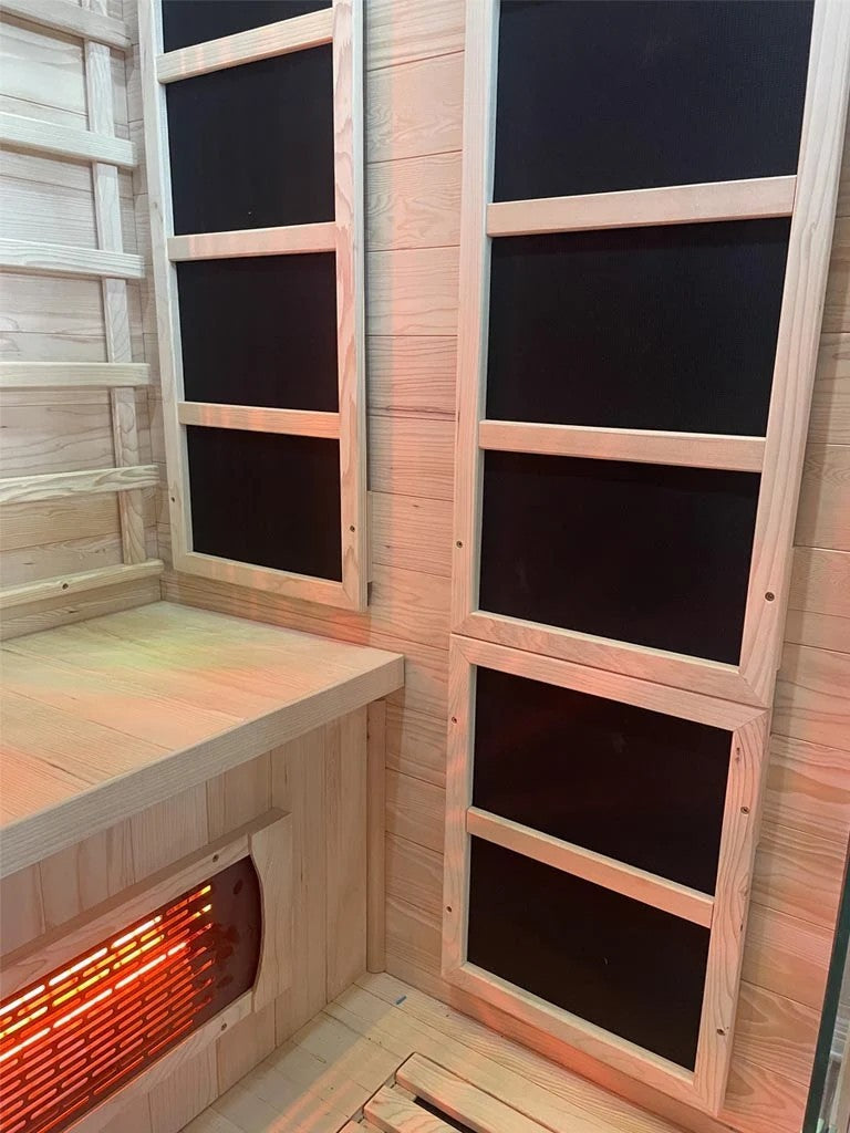 Interior heating panels in Elevate Radiant infrared sauna
