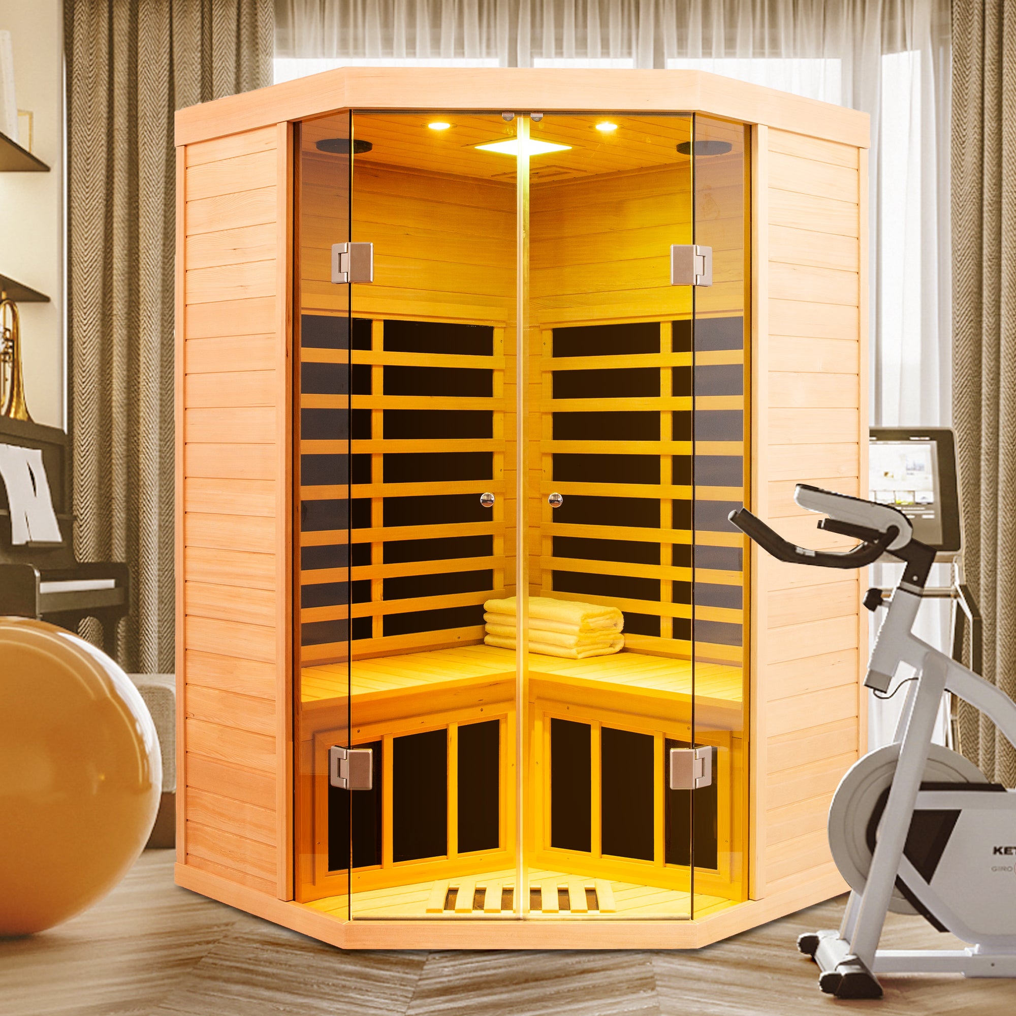 Elevate Haven 2-person infrared sauna in a home wellness space